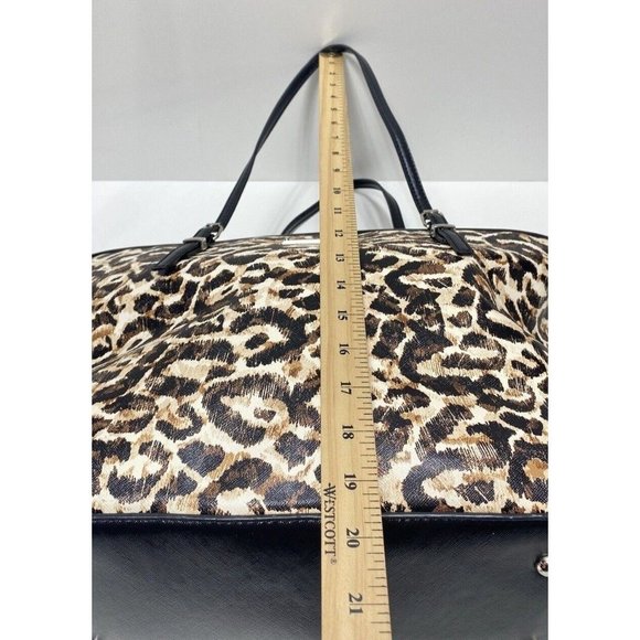 Nine West Leopard Print Malibu Handbag VTG Y2K Cheetah Purse Zip Tote Travel Bag - Picture 9 of 13